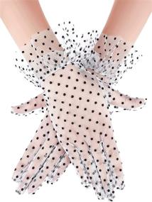 img 4 attached to Chic Summer Lace Gloves - Polka Dot Pattern, Short Length, Elegant Style for Women, Ideal for Weddings