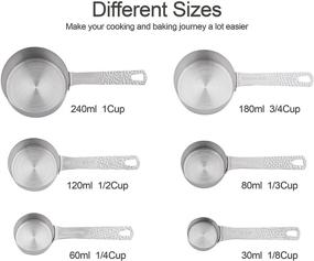 img 1 attached to 🥄 Premium Stainless Steel Measuring Cups and Spoons Set – 18/8(304) Steel, Siliver – 6 Cups + 7 Spoons + 1 Leveler + 2 Rings