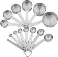 🥄 premium stainless steel measuring cups and spoons set – 18/8(304) steel, siliver – 6 cups + 7 spoons + 1 leveler + 2 rings logo