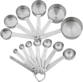 img 4 attached to 🥄 Premium Stainless Steel Measuring Cups and Spoons Set – 18/8(304) Steel, Siliver – 6 Cups + 7 Spoons + 1 Leveler + 2 Rings