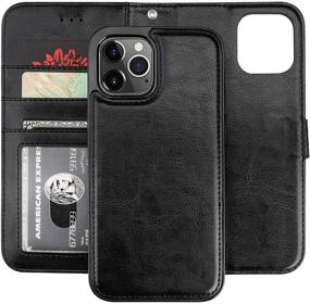 img 4 attached to 📱 BOCASAL Wallet Case for iPhone 12 Pro Max – Card Holder PU Leather Magnetic Detachable Kickstand Shockproof Wrist Strap Flip Cover – 6.7 inch (Black)