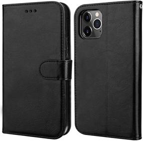 img 3 attached to 📱 BOCASAL Wallet Case for iPhone 12 Pro Max – Card Holder PU Leather Magnetic Detachable Kickstand Shockproof Wrist Strap Flip Cover – 6.7 inch (Black)