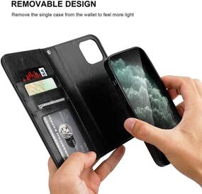 img 2 attached to 📱 BOCASAL Wallet Case for iPhone 12 Pro Max – Card Holder PU Leather Magnetic Detachable Kickstand Shockproof Wrist Strap Flip Cover – 6.7 inch (Black)