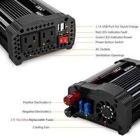 img 2 attached to 🚗 Автомобильный преобразователь напряжения NDDI 200W, 12V постоянного тока на 110V переменного тока с 3.1A Двойным USB быстрым автомобильным зарядным устройством - Черный