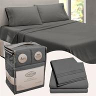 🛏️ abeerohome grey queen sheet set – deep pocket, high thread count - 1800 hotel luxury sheets for queen size bed - cooling, extra soft bedding - elastic sheet straps included - 4 piece (queen, gray) logo