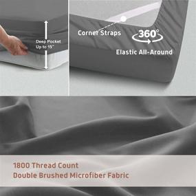 img 2 attached to 🛏️ AbeeroHome Grey Queen Sheet Set – Deep Pocket, High Thread Count - 1800 Hotel Luxury Sheets for Queen Size Bed - Cooling, Extra Soft Bedding - Elastic Sheet Straps Included - 4 Piece (Queen, Gray)