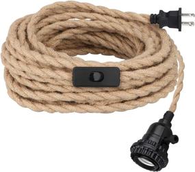 img 4 attached to 🔌 16.5FT Twisted Hemp Rope Pendant Light Kit with Switch, Vintage Hanging Light Cord, E26 E27 Plug-in Pendant Rope Cord for Industrial DIY Projects