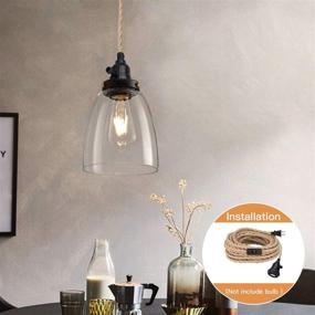 img 2 attached to 🔌 16.5FT Twisted Hemp Rope Pendant Light Kit with Switch, Vintage Hanging Light Cord, E26 E27 Plug-in Pendant Rope Cord for Industrial DIY Projects