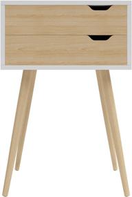 img 2 attached to Jamesdar Blythe 2-Drawer Side Table, White/Natural - Compact & Stylish Storage Solution