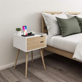 img 3 attached to Jamesdar Blythe 2-Drawer Side Table, White/Natural - Compact & Stylish Storage Solution