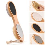 kalesuki foot file callus remover: 4-in-1 multi-purpose pedicure tools with brush, pumice stone, rasp, sand paper, and bamboo handle logo