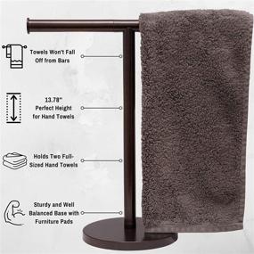 img 3 attached to 🧺 Debodda Modern Hand Towel Stand for Bathroom, Kitchen or Vanity with Balanced Base, 13.78” Height, Free Standing Countertop Rack in Matte Bronze – Ideal Hand Towel Holder with Dual Washcloth Display