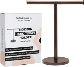 img 4 attached to 🧺 Debodda Modern Hand Towel Stand for Bathroom, Kitchen or Vanity with Balanced Base, 13.78” Height, Free Standing Countertop Rack in Matte Bronze – Ideal Hand Towel Holder with Dual Washcloth Display