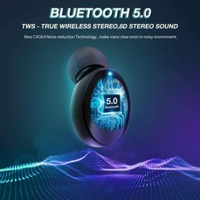 img 2 attached to 🎧 Беспроводные наушники Ownta V5.0 Bluetooth с зарядным кейсом, спортивные наушники, светодиодный индикатор питания, басовый стереозвук, встроенный микрофон - совместимы с iPhone/Samsung/iPad 1JJ1.