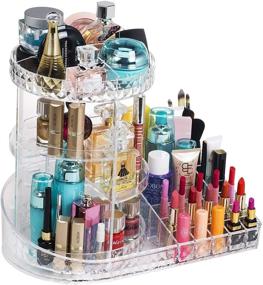 img 3 attached to iPEGTOP Clear Acrylic Makeup Organiser with 360 Degree Rotation - Adjustable Jewelry Cosmetic Perfume Display Stand Box - Spacious Dresser, Bedroom, Bathroom Storage Solution