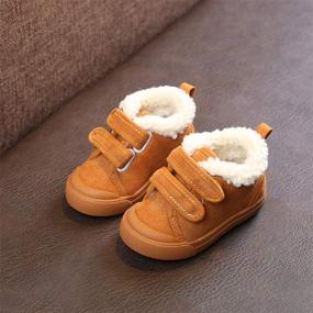 img 1 attached to 🌨️ Warm Fleece Baby Boys Girls Snow Boots - Anti Slip Toddler First Walkers for Kids Winter Shoes