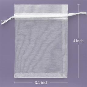 img 3 attached to 50Pcs White Sheer Drawstring Organza Jewelry Pouches 3.15x4 inch (8x10cm) for Wedding Party Christmas Favor Gift Bags - Akstore