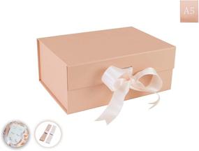 img 3 attached to 🎁 Роскошный розовый скетчбук A5 в комплекте с изменяемой лентой и магнитной застежкой - складная и прочная упаковка для дней рождения, свадебных, подарков для невесты и подарков на бэби-шауэр (розовый)
