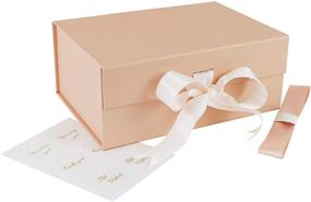 img 4 attached to 🎁 Роскошный розовый скетчбук A5 в комплекте с изменяемой лентой и магнитной застежкой - складная и прочная упаковка для дней рождения, свадебных, подарков для невесты и подарков на бэби-шауэр (розовый)