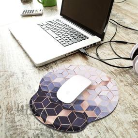 img 3 attached to 🖱️ Ergonomic Gel Wrist Rest Mouse Pad by iLeadon - Non-Slip Rubber Base - Relieve Pain & Enhance Office Ergonomics - Abstract Cubes Design