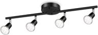 🔦 ascher 4-light led track lighting kit - flexibly rotatable light heads - 4 way ceiling spotlight in black finish - includes 4 gu10 led bulbs (4w 400lm) - daylight white 5000k logo