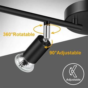 img 3 attached to 🔦 Ascher 4-Light LED Track Lighting Kit - Flexibly Rotatable Light Heads - 4 Way Ceiling Spotlight in Black Finish - Includes 4 GU10 LED Bulbs (4W 400LM) - Daylight White 5000K