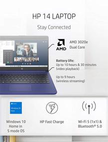 img 3 attached to 💻 HP 14 Laptop, AMD 3020e, 4GB RAM, 64GB eMMC Storage, 14-inch HD Display, Windows 10 Home in S Mode, Extended Battery Life, Microsoft 365, (14-fq0010nr, 2020)