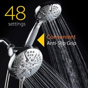 img 2 attached to 🚿 Hotel Spa Combo Shower Heads - High Pressure 6 Inch Showerhead with 4.3 Inch Handheld Spray – 48-Setting Showerhead, Chrome Finish, 5ft Hose