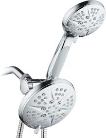 img 4 attached to 🚿 Hotel Spa Combo Shower Heads - High Pressure 6 Inch Showerhead with 4.3 Inch Handheld Spray – 48-Setting Showerhead, Chrome Finish, 5ft Hose