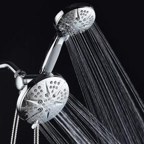 img 1 attached to 🚿 Hotel Spa Combo Shower Heads - High Pressure 6 Inch Showerhead with 4.3 Inch Handheld Spray – 48-Setting Showerhead, Chrome Finish, 5ft Hose