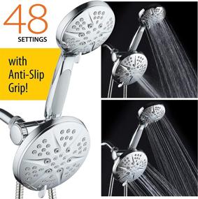 img 3 attached to 🚿 Hotel Spa Combo Shower Heads - High Pressure 6 Inch Showerhead with 4.3 Inch Handheld Spray – 48-Setting Showerhead, Chrome Finish, 5ft Hose