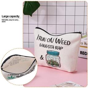 img 1 attached to Retro Style Makeup Bag with Funny Marijuana Weed Leaf Print – Multi-purpose Cosmetic Case with Zipper Closure, Canvas Travel Toiletry Pouch for Women and Friends