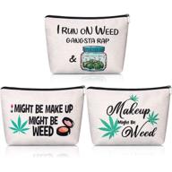 retro style makeup bag with funny marijuana weed leaf print – multi-purpose cosmetic case with zipper closure, canvas travel toiletry pouch for women and friends logo