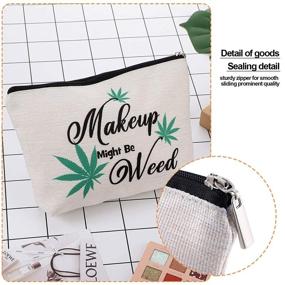 img 2 attached to Retro Style Makeup Bag with Funny Marijuana Weed Leaf Print – Multi-purpose Cosmetic Case with Zipper Closure, Canvas Travel Toiletry Pouch for Women and Friends