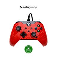 pdp wired game controller – xbox series x/s, xbox one, 🎮 pc/laptop windows 10 – perfect for fps games – red camo camouflage logo