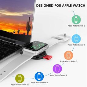 img 3 attached to Удобное беспроводное зарядное устройство USB для Apple Watch Series SE 6 5 4 3 2 1 - Портативное, удобное для путешествий, магнитное зарядное устройство для быстрой зарядки | Совместимо с размерами 44 42 40 38 мм