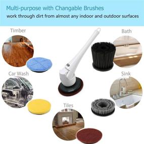 img 2 attached to 🔌 Cordless Power Scrubber with Extension Handle & 5 Cleaner Brushes for Bathroom Tub Tile Kitchen Floor Grout Pool - Electric Spin Scrubber