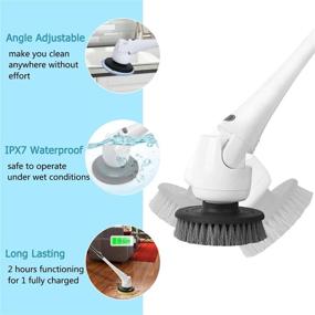 img 3 attached to 🔌 Cordless Power Scrubber with Extension Handle & 5 Cleaner Brushes for Bathroom Tub Tile Kitchen Floor Grout Pool - Electric Spin Scrubber