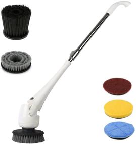 img 4 attached to 🔌 Cordless Power Scrubber with Extension Handle & 5 Cleaner Brushes for Bathroom Tub Tile Kitchen Floor Grout Pool - Electric Spin Scrubber