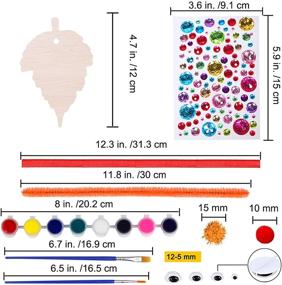 img 2 attached to 🍂 36 Sets Hanging Fall Leaves Wooden Ornaments Craft Kit – Paintable Unfinished Wood Maple Oak Leaf Cutouts with Pom-Poms, Wiggle Googly Eyes for Kids Classroom Autumn Thanksgiving Halloween Party Decoration