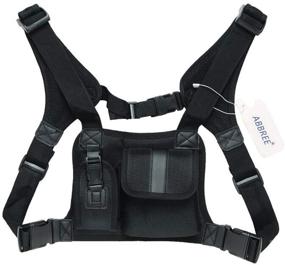 img 4 attached to ABBREE Chest Harness Front Pack Pouch Holster Vest Rig Carry Case For Baofeng UV-5R UV-82 TYT Ham Two Way Radio Walkie Talkie (Rescue Essentials) (Leather Black)