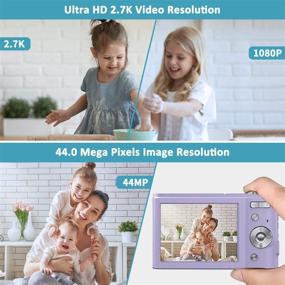 img 2 attached to 📷 Ultra HD 2.7K Vlogging Camera with 44MP, 2.88 Inch LCD, 16X Digital Zoom, LED Fill Light - Compact Point and Shoot Camera for Kids/Teens/Students/Beginners (Purple)