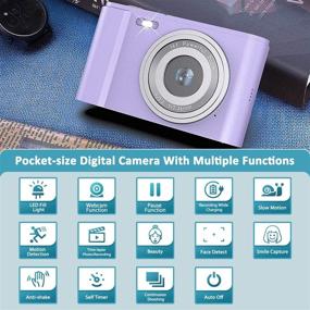 img 3 attached to 📷 Ultra HD 2.7K Vlogging Camera with 44MP, 2.88 Inch LCD, 16X Digital Zoom, LED Fill Light - Compact Point and Shoot Camera for Kids/Teens/Students/Beginners (Purple)