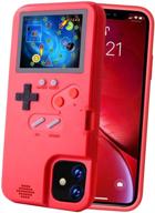 pokpow handheld game console phone case for iphone 11 case with built in 36 retro games compatible with iphone 11 anti-scratch shock absorption cover (red) logo