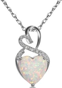 img 2 attached to Exquisite Lab-Created Birthstone Heart Necklace with Diamond Accent - 10k Gold or 925 Silver - Personalize with Your Birthstone!