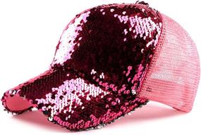 img 4 attached to 🧢 Sequin Hat Magic: Reversible Adjustable Baseball Cap for Women - Size 56-58cm / 22"-23