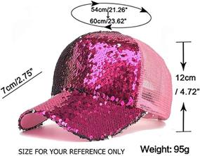 img 1 attached to 🧢 Sequin Hat Magic: Reversible Adjustable Baseball Cap for Women - Size 56-58cm / 22"-23