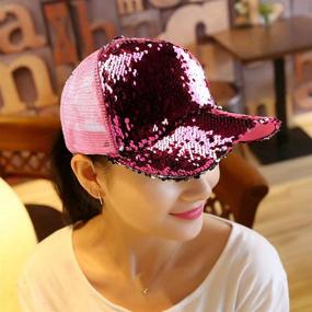 img 3 attached to 🧢 Sequin Hat Magic: Reversible Adjustable Baseball Cap for Women - Size 56-58cm / 22"-23