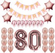 🎉 optimize your 80th birthday celebration with women's rose gold party decorations, gifts, and supplies - featuring a happy birthday banner, number 80 balloons, and confetti balloons logo