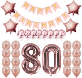 img 4 attached to 🎉 Optimize Your 80th Birthday Celebration with Women's Rose Gold Party Decorations, Gifts, and Supplies - Featuring a Happy Birthday Banner, Number 80 Balloons, and Confetti Balloons